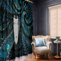 New Zealand Aotearoa Window Curtain Maori Tane Te Waiora Paua Shell Glitter Turquoise LT05 - Polynesian Pride