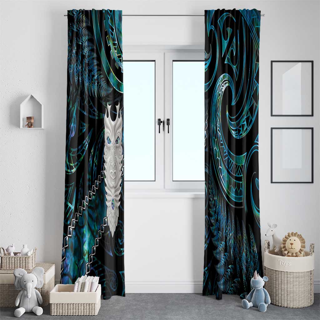 New Zealand Aotearoa Window Curtain Maori Tane Te Waiora Paua Shell Glitter Turquoise LT05 - Polynesian Pride