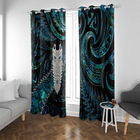 New Zealand Aotearoa Window Curtain Maori Tane Te Waiora Paua Shell Glitter Turquoise LT05 With Grommets Turquoise - Polynesian Pride