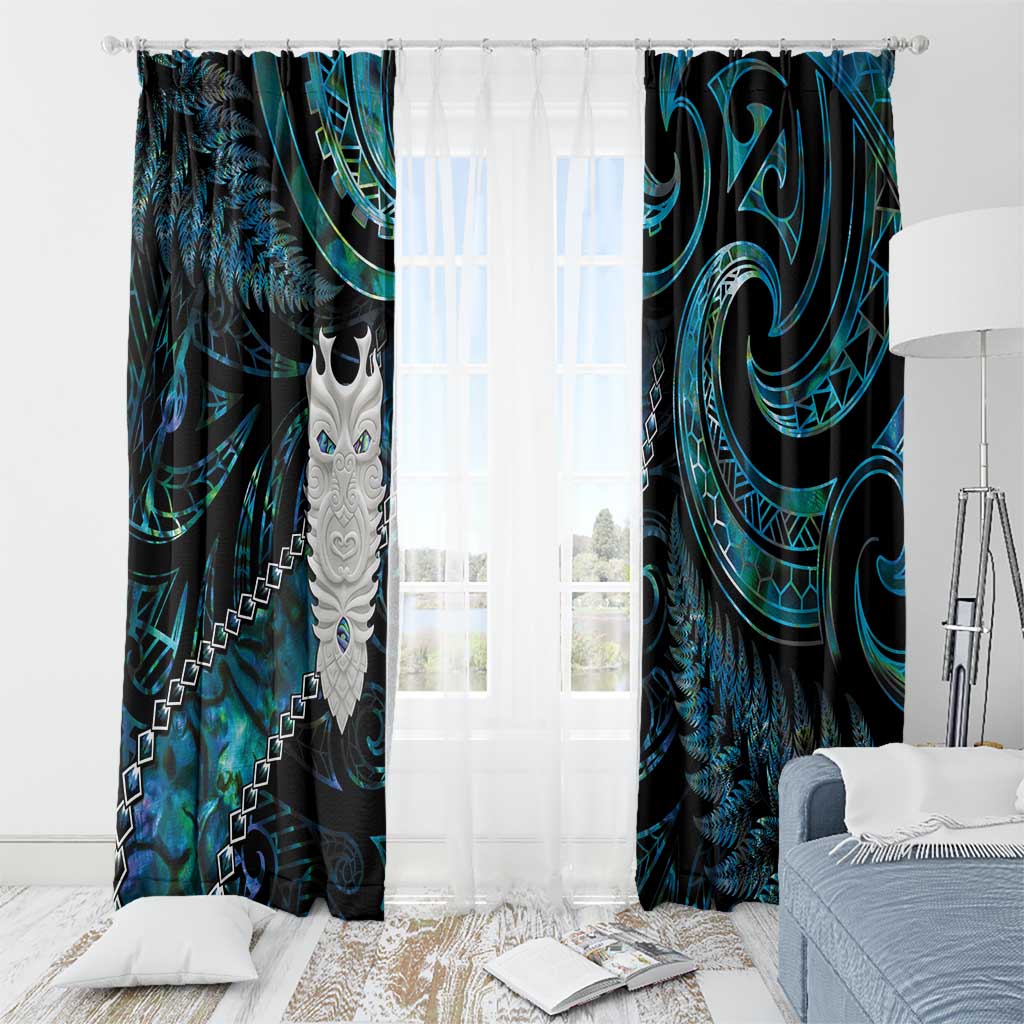 New Zealand Aotearoa Window Curtain Maori Tane Te Waiora Paua Shell Glitter Turquoise LT05 - Polynesian Pride