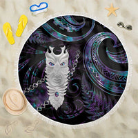New Zealand Aotearoa Beach Blanket Maori Tane Te Waiora Paua Shell Glitter Purple LT05 One Size 150cm Purple - Polynesian Pride