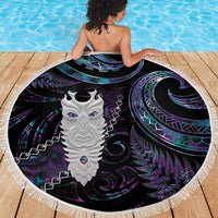 New Zealand Aotearoa Beach Blanket Maori Tane Te Waiora Paua Shell Glitter Purple LT05 - Polynesian Pride