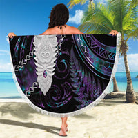 New Zealand Aotearoa Beach Blanket Maori Tane Te Waiora Paua Shell Glitter Purple LT05 - Polynesian Pride