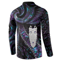 New Zealand Aotearoa Button Sweatshirt Maori Tane Te Waiora Paua Shell Glitter Purple LT05 - Polynesian Pride