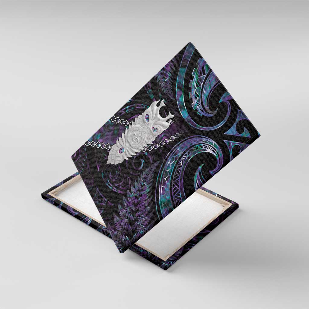New Zealand Aotearoa Canvas Wall Art Maori Tane Te Waiora Paua Shell Glitter Purple LT05 With Frame Purple - Polynesian Pride