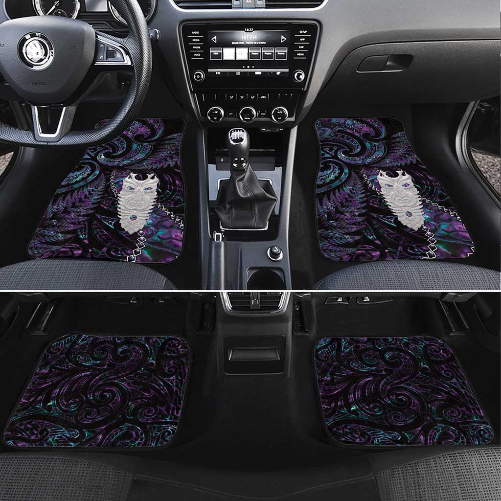 New Zealand Aotearoa Car Mats Maori Tane Te Waiora Paua Shell Glitter Purple LT05 Set 4pcs Purple - Polynesian Pride