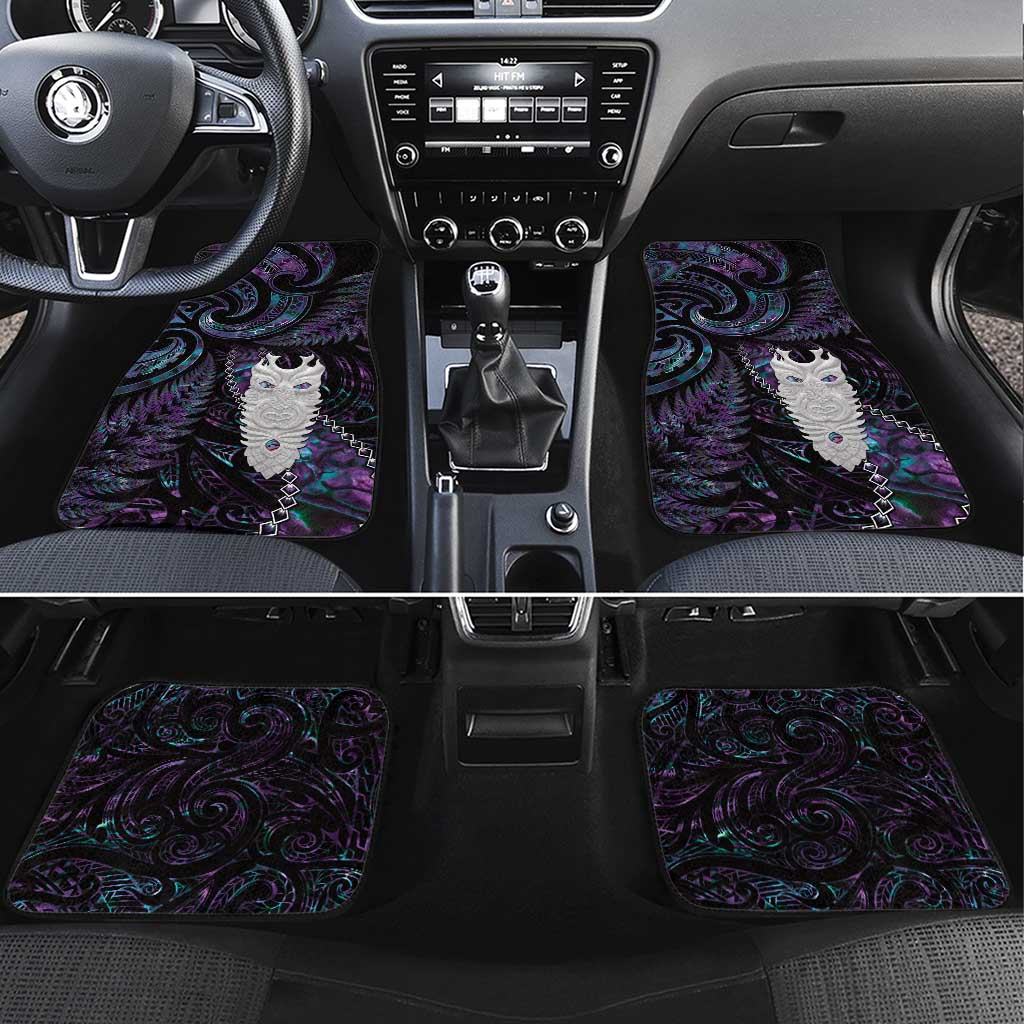 New Zealand Aotearoa Car Mats Maori Tane Te Waiora Paua Shell Glitter Purple