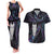 New Zealand Aotearoa Couples Matching Tank Maxi Dress and Hawaiian Shirt Maori Tane Te Waiora Paua Shell Glitter Purple