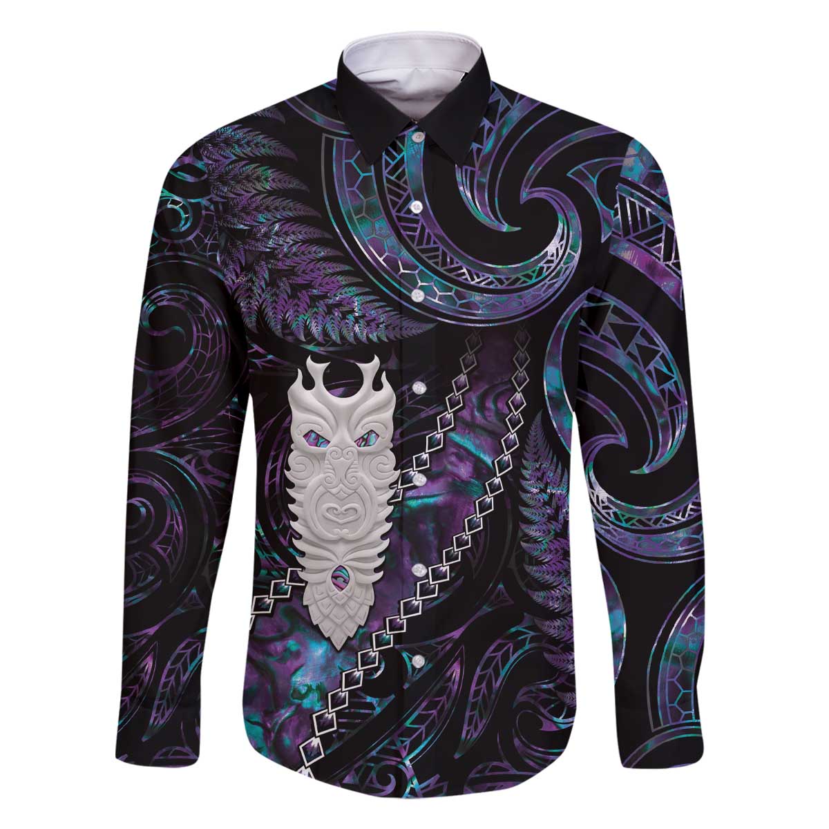 New Zealand Aotearoa Family Matching Off Shoulder Short Dress and Hawaiian Shirt Maori Tane Te Waiora Paua Shell Glitter Purple