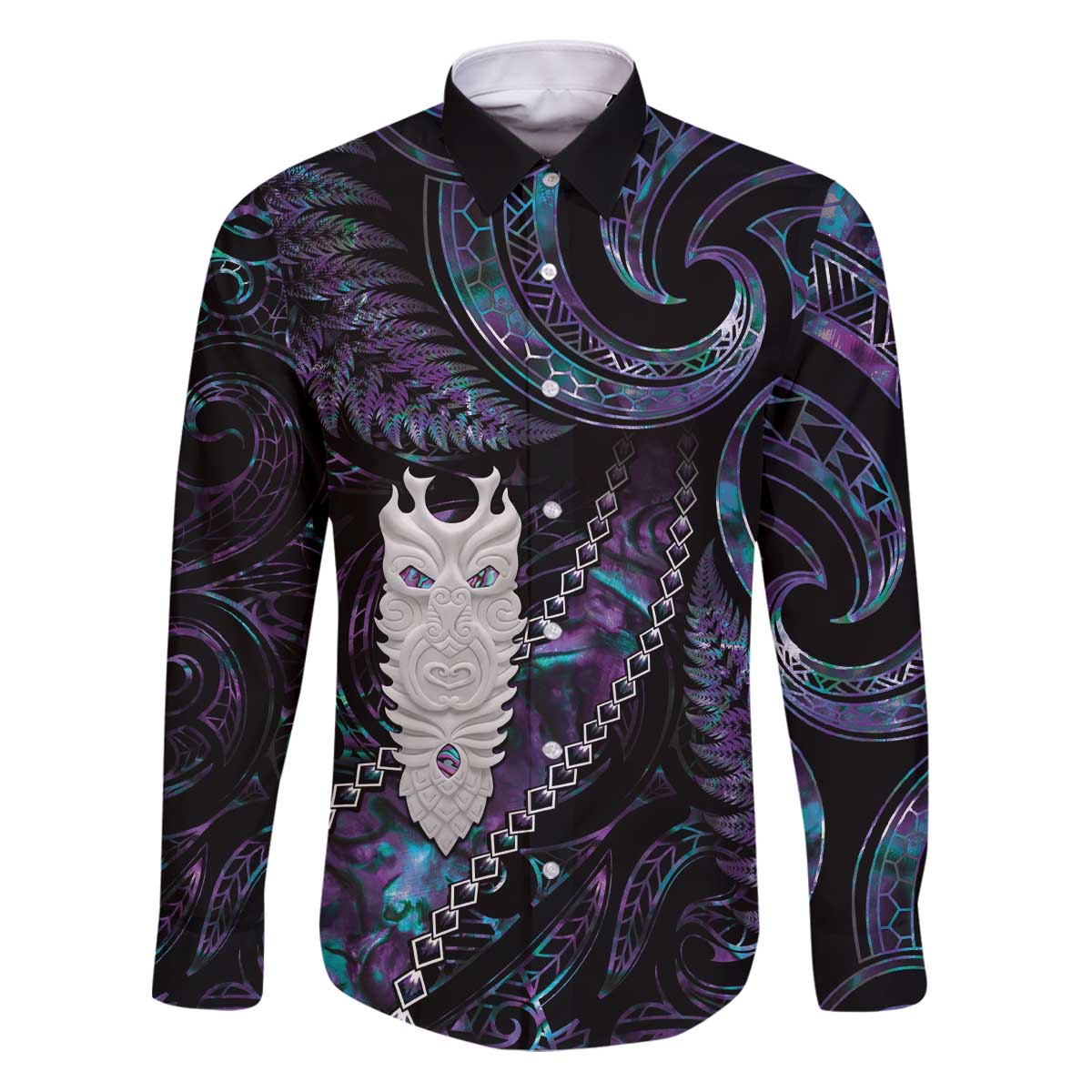 New Zealand Aotearoa Family Matching Puletasi and Hawaiian Shirt Maori Tane Te Waiora Paua Shell Glitter Purple