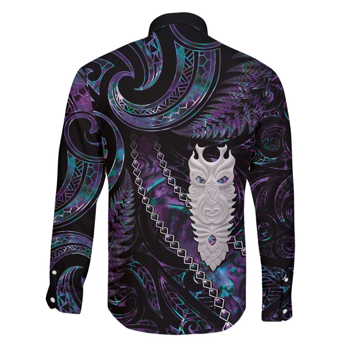 New Zealand Aotearoa Family Matching Puletasi and Hawaiian Shirt Maori Tane Te Waiora Paua Shell Glitter Purple