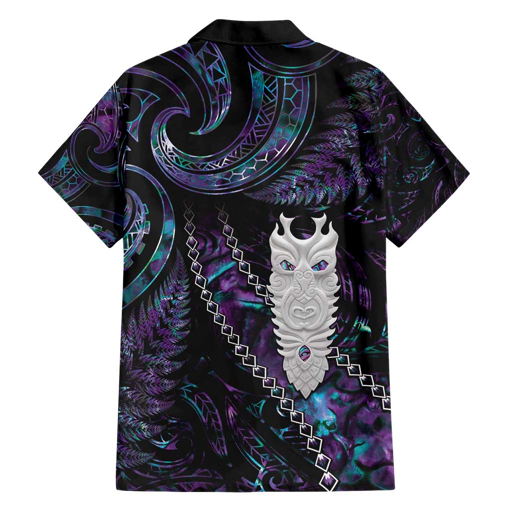 New Zealand Aotearoa Hawaiian Shirt Maori Tane Te Waiora Paua Shell Glitter Purple LT05 - Polynesian Pride