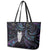 New Zealand Aotearoa Leather Tote Bag Maori Tane Te Waiora Paua Shell Glitter Purple