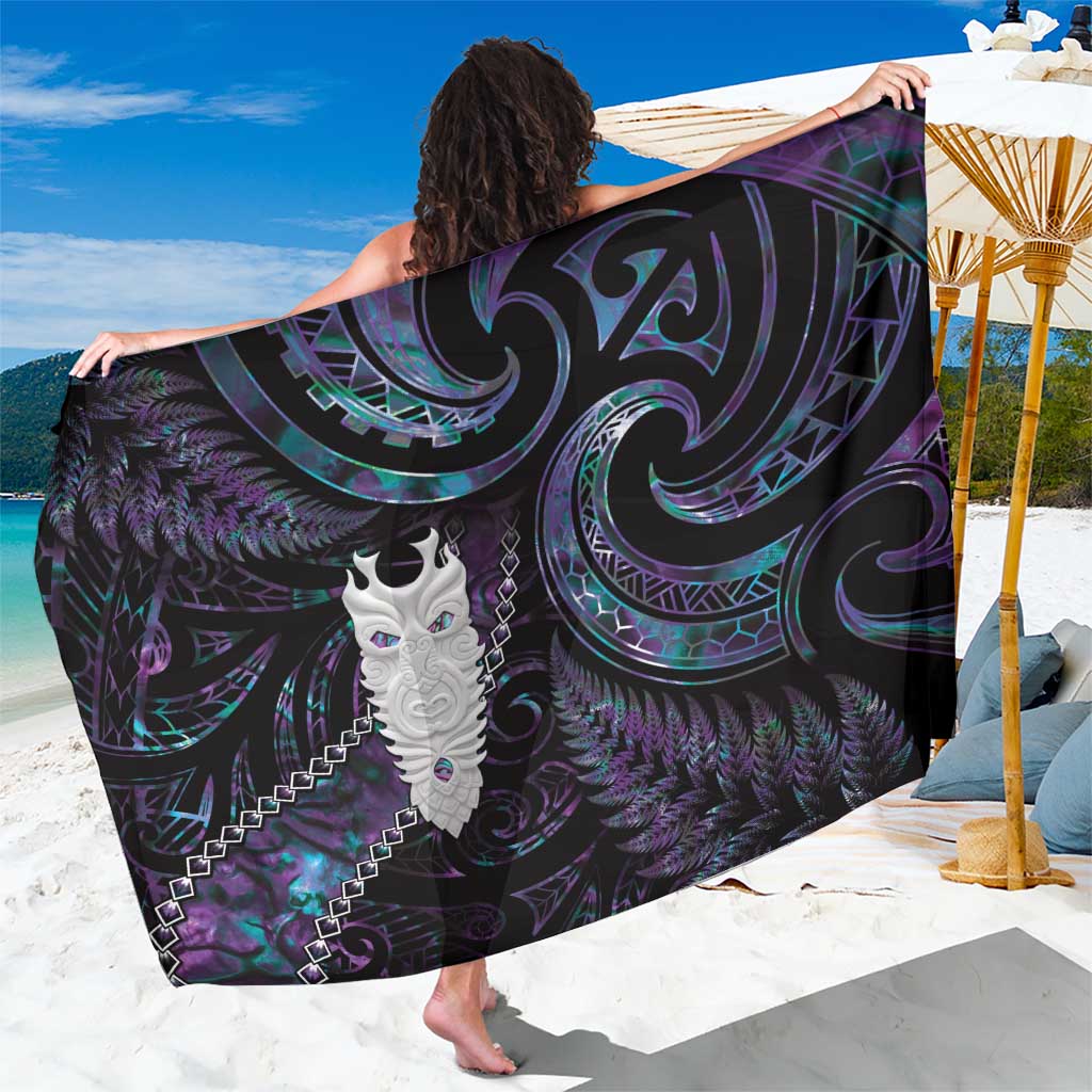 New Zealand Aotearoa Sarong Maori Tane Te Waiora Paua Shell Glitter Purple