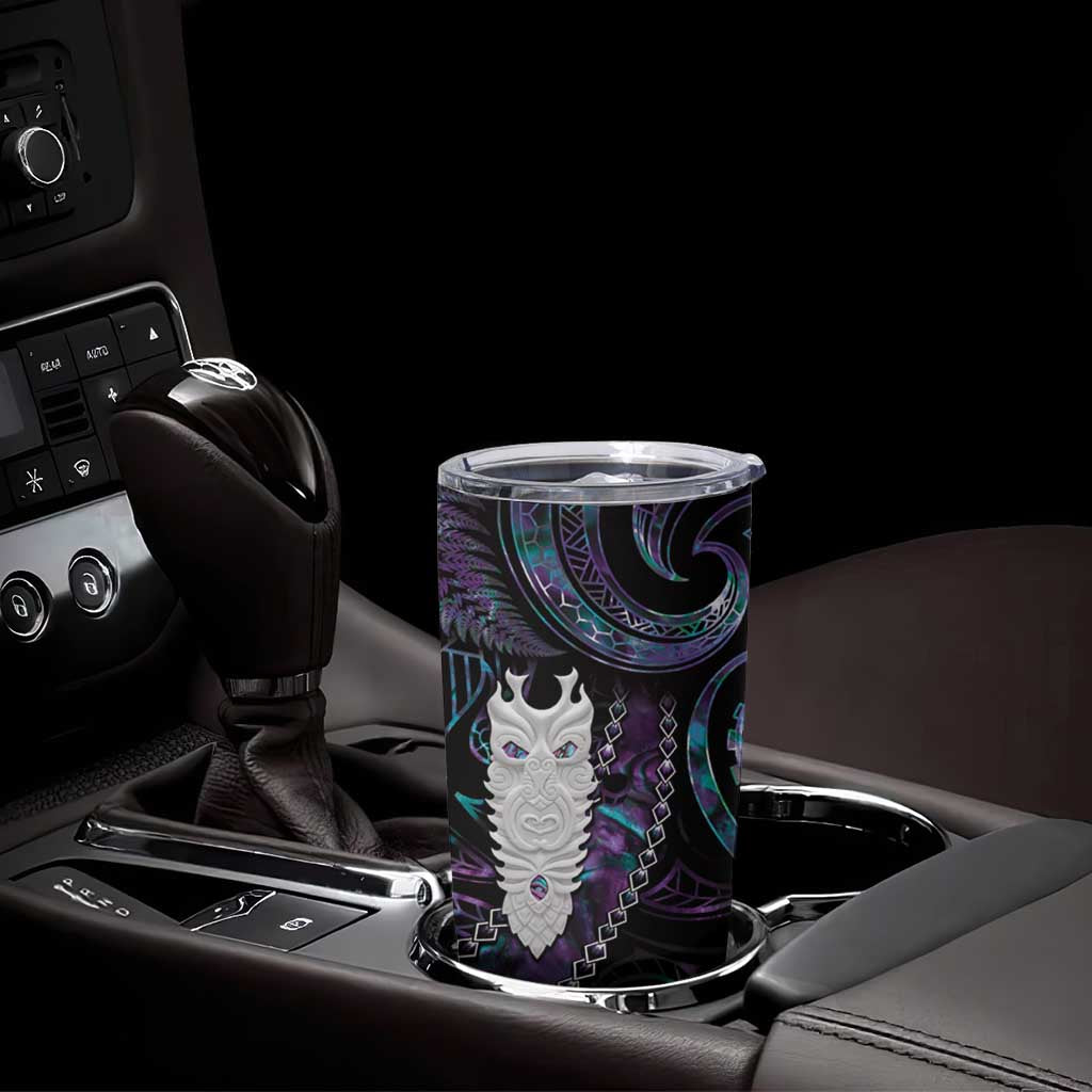 New Zealand Aotearoa Tumbler Cup Maori Tane Te Waiora Paua Shell Glitter Purple
