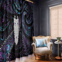 New Zealand Aotearoa Window Curtain Maori Tane Te Waiora Paua Shell Glitter Purple LT05 - Polynesian Pride