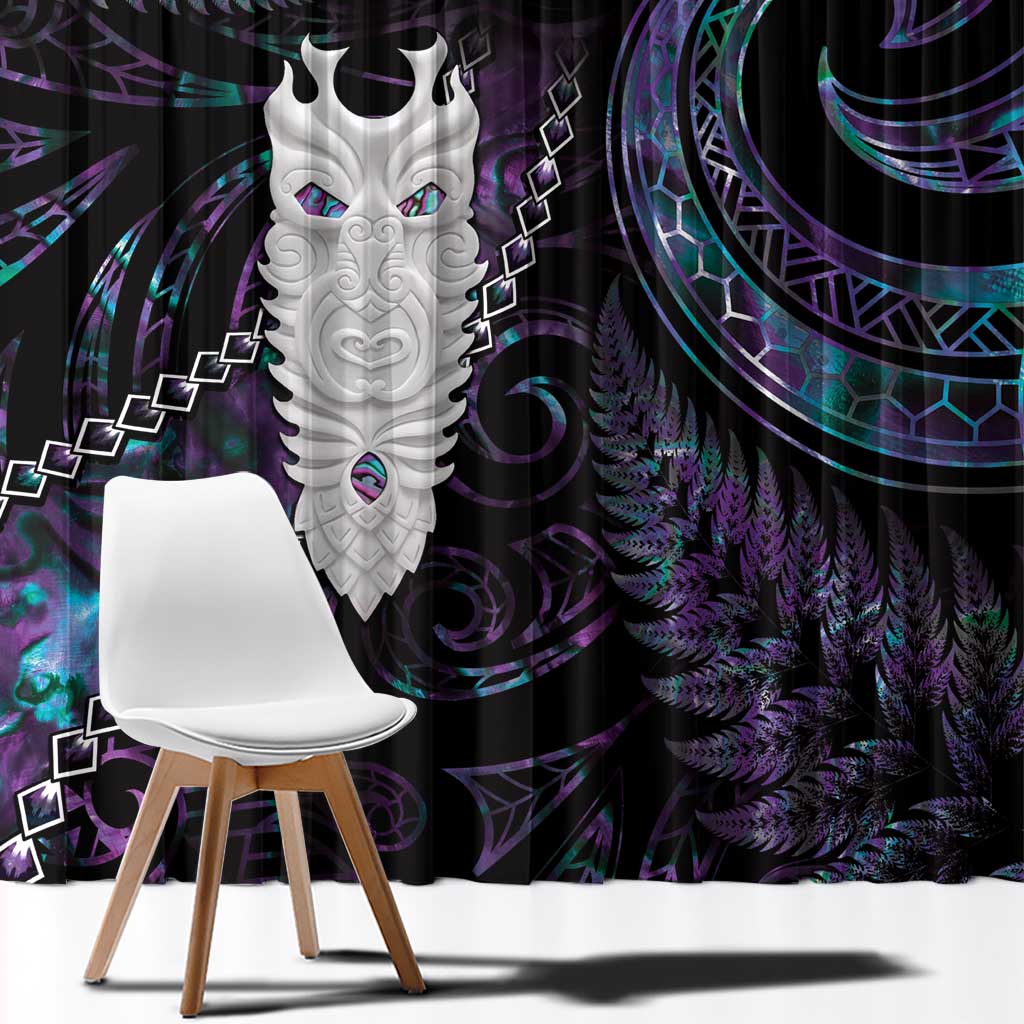 New Zealand Aotearoa Window Curtain Maori Tane Te Waiora Paua Shell Glitter Purple LT05 - Polynesian Pride