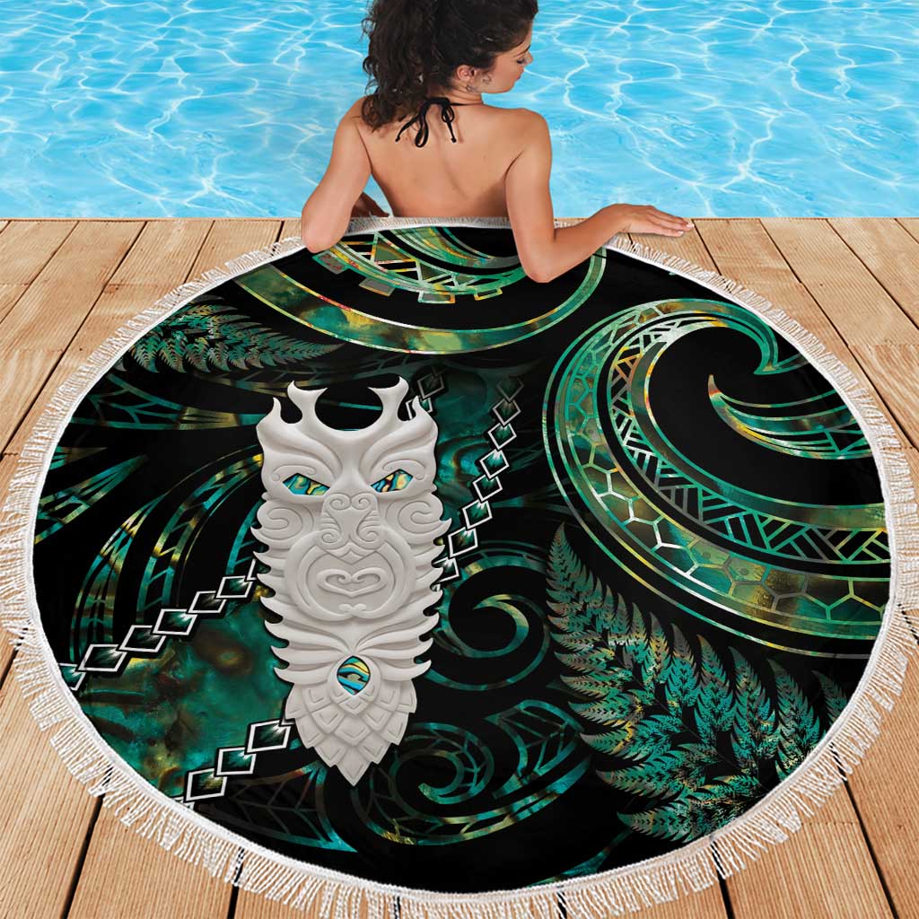 New Zealand Aotearoa Beach Blanket Maori Tane Te Waiora Paua Shell Glitter Green LT05 - Polynesian Pride