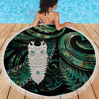New Zealand Aotearoa Beach Blanket Maori Tane Te Waiora Paua Shell Glitter Green LT05 - Polynesian Pride