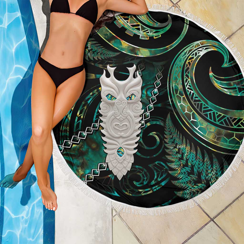 New Zealand Aotearoa Beach Blanket Maori Tane Te Waiora Paua Shell Glitter Green LT05 - Polynesian Pride