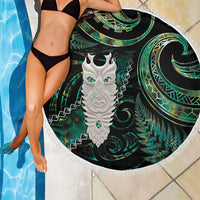 New Zealand Aotearoa Beach Blanket Maori Tane Te Waiora Paua Shell Glitter Green LT05 - Polynesian Pride