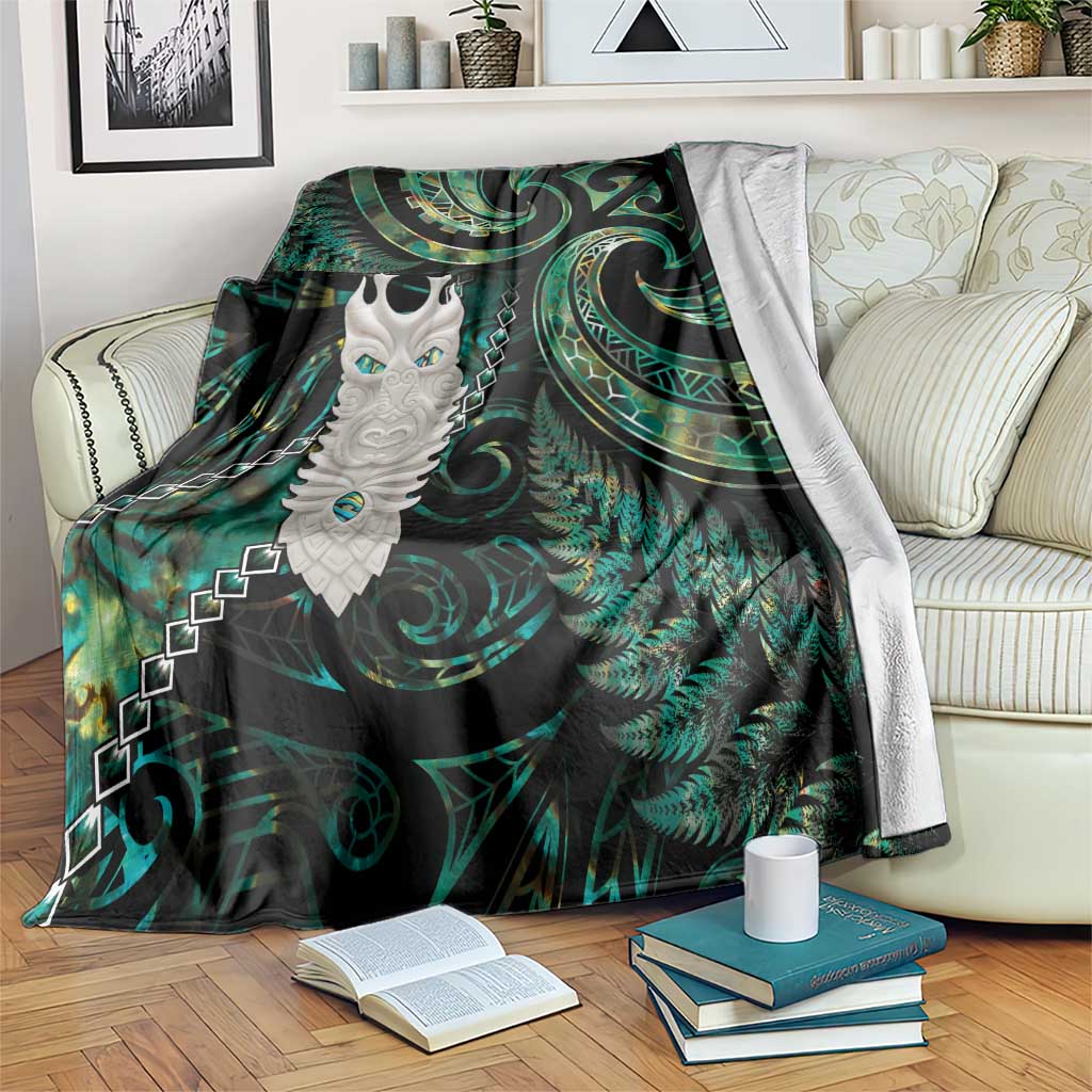 New Zealand Aotearoa Blanket Maori Tane Te Waiora Paua Shell Glitter Green LT05 Green - Polynesian Pride