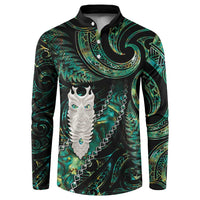 New Zealand Aotearoa Button Sweatshirt Maori Tane Te Waiora Paua Shell Glitter Green LT05 Green - Polynesian Pride