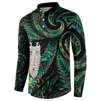 New Zealand Aotearoa Button Sweatshirt Maori Tane Te Waiora Paua Shell Glitter Green LT05 - Polynesian Pride