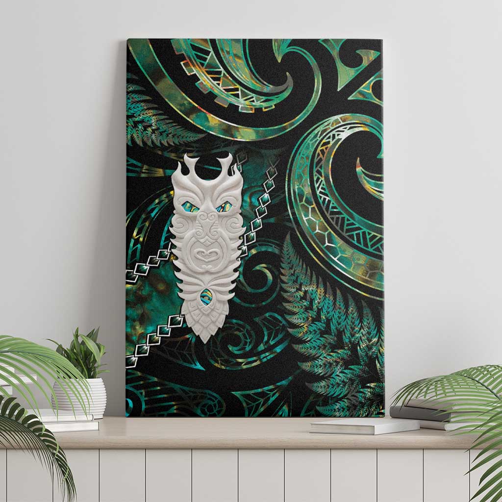 New Zealand Aotearoa Canvas Wall Art Maori Tane Te Waiora Paua Shell Glitter Green LT05 - Polynesian Pride
