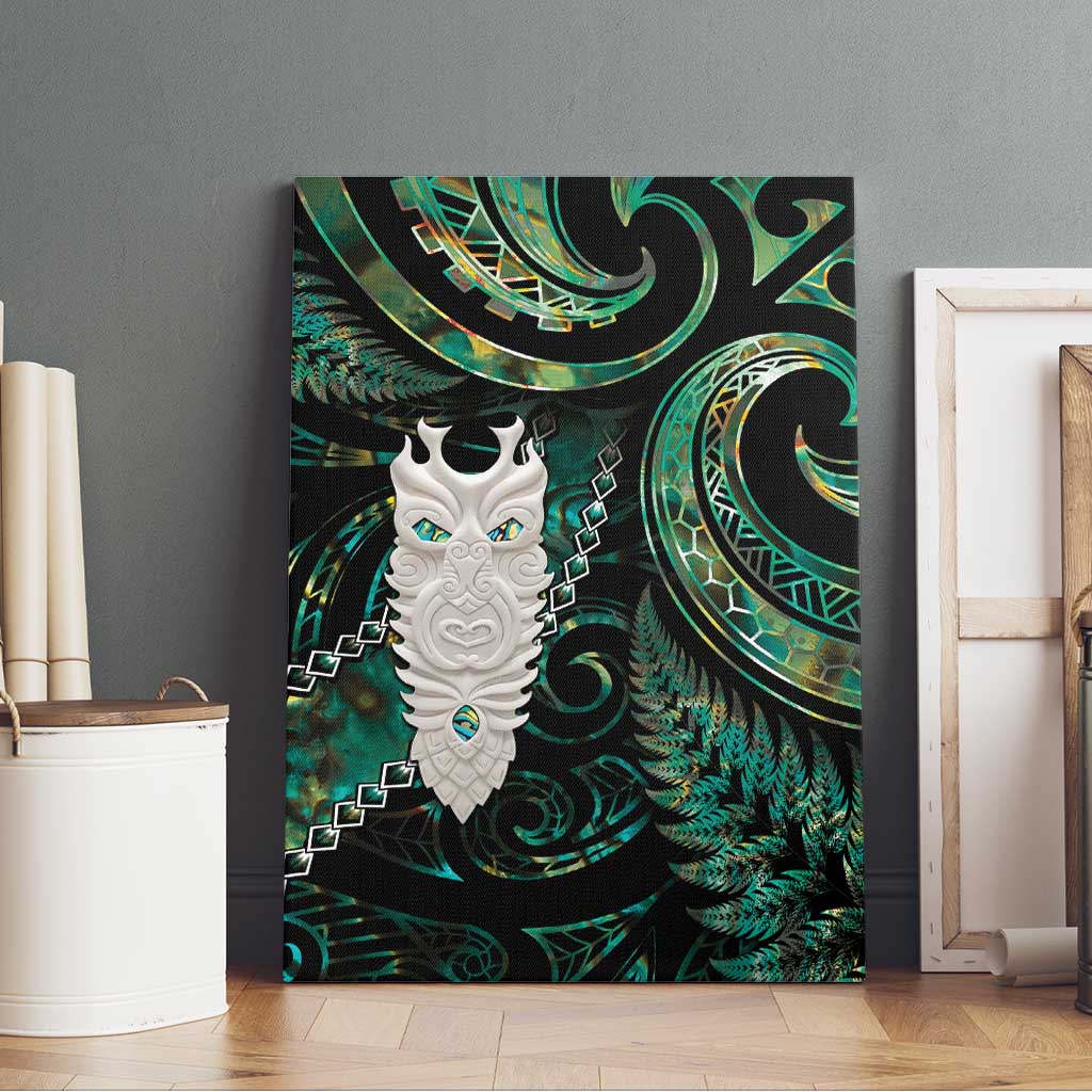 New Zealand Aotearoa Canvas Wall Art Maori Tane Te Waiora Paua Shell Glitter Green LT05 - Polynesian Pride