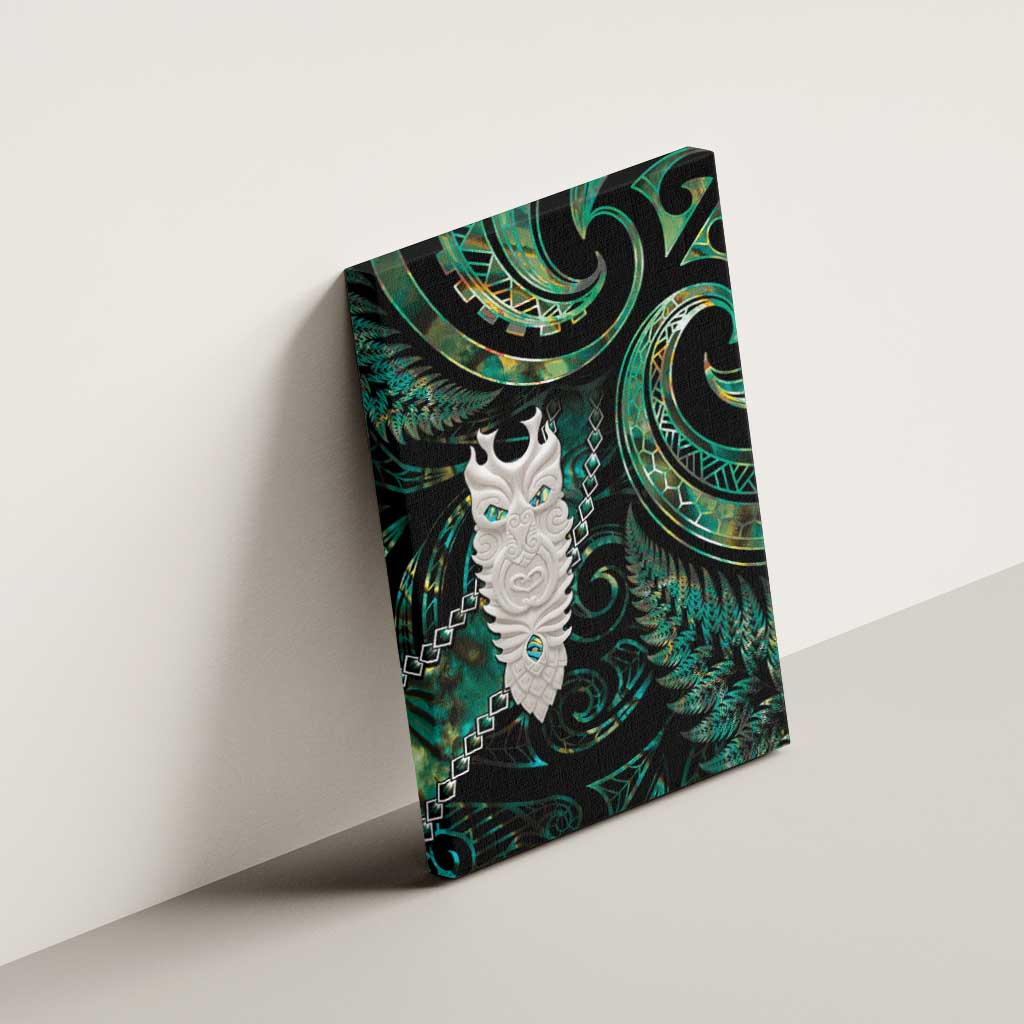 New Zealand Aotearoa Canvas Wall Art Maori Tane Te Waiora Paua Shell Glitter Green LT05 - Polynesian Pride