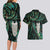 New Zealand Aotearoa Couples Matching Long Sleeve Bodycon Dress and Hawaiian Shirt Maori Tane Te Waiora Paua Shell Glitter Green