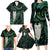 New Zealand Aotearoa Family Matching Long Sleeve Bodycon Dress and Hawaiian Shirt Maori Tane Te Waiora Paua Shell Glitter Green