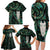 New Zealand Aotearoa Family Matching Long Sleeve Bodycon Dress and Hawaiian Shirt Maori Tane Te Waiora Paua Shell Glitter Green