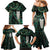 New Zealand Aotearoa Family Matching Mermaid Dress and Hawaiian Shirt Maori Tane Te Waiora Paua Shell Glitter Green