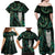 New Zealand Aotearoa Family Matching Off Shoulder Maxi Dress and Hawaiian Shirt Maori Tane Te Waiora Paua Shell Glitter Green