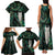 New Zealand Aotearoa Family Matching Tank Maxi Dress and Hawaiian Shirt Maori Tane Te Waiora Paua Shell Glitter Green