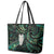 New Zealand Aotearoa Leather Tote Bag Maori Tane Te Waiora Paua Shell Glitter Green