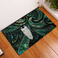 New Zealand Aotearoa Rubber Doormat Maori Tane Te Waiora Paua Shell Glitter Green LT05 - Polynesian Pride