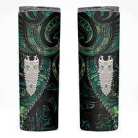New Zealand Aotearoa Skinny Tumbler Maori Tane Te Waiora Paua Shell Glitter Green