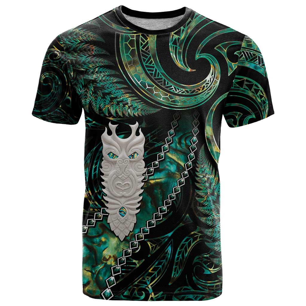 New Zealand Aotearoa T Shirt Maori Tane Te Waiora Paua Shell Glitter Green