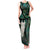 New Zealand Aotearoa Tank Maxi Dress Maori Tane Te Waiora Paua Shell Glitter Green