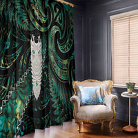 New Zealand Aotearoa Window Curtain Maori Tane Te Waiora Paua Shell Glitter Green LT05 - Polynesian Pride