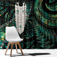 New Zealand Aotearoa Window Curtain Maori Tane Te Waiora Paua Shell Glitter Green LT05 - Polynesian Pride