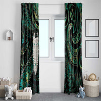 New Zealand Aotearoa Window Curtain Maori Tane Te Waiora Paua Shell Glitter Green LT05 - Polynesian Pride
