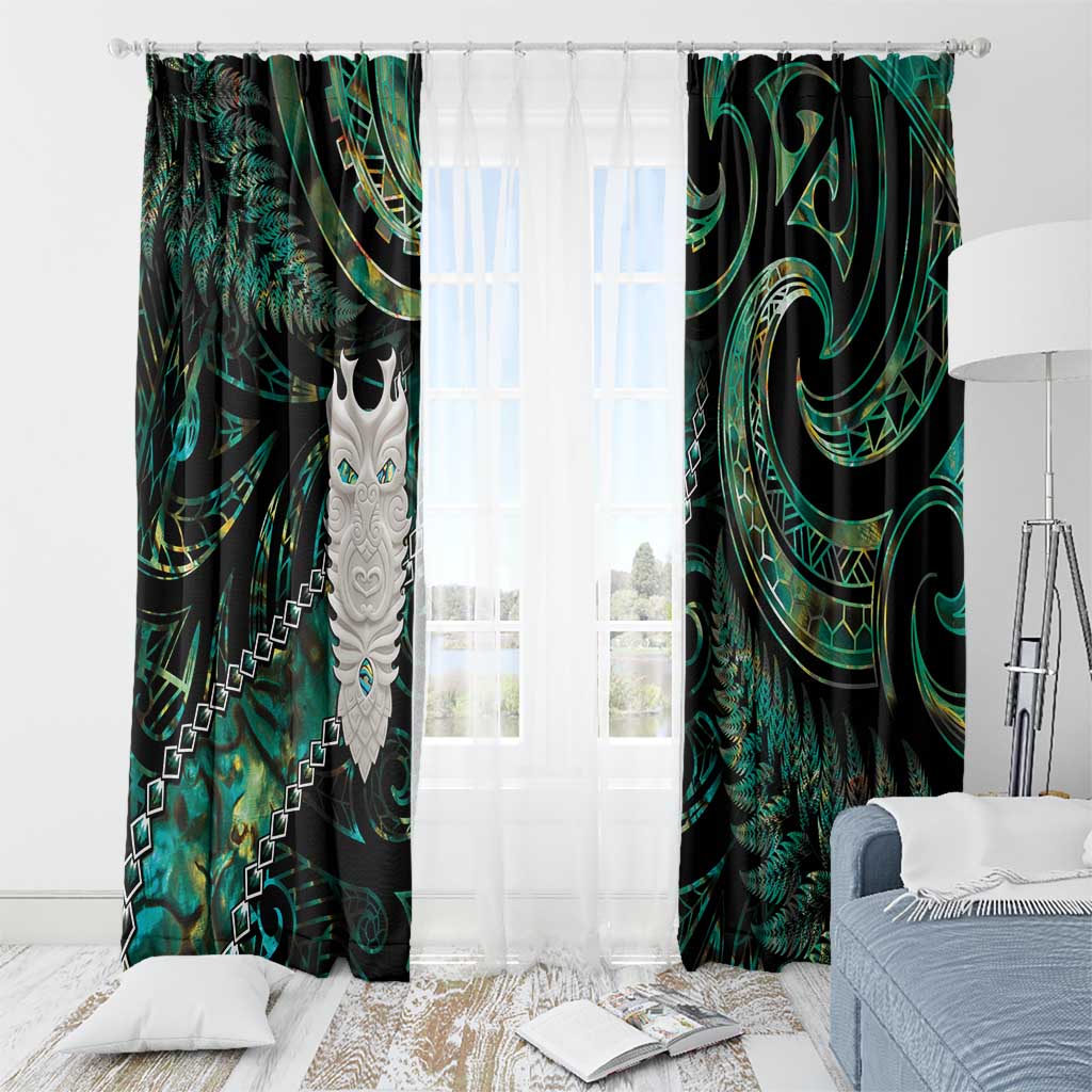 New Zealand Aotearoa Window Curtain Maori Tane Te Waiora Paua Shell Glitter Green LT05 - Polynesian Pride