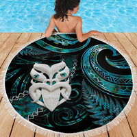 New Zealand Aotearoa Beach Blanket Maori Wheku Paua Shell Glitter Turquoise LT05 - Polynesian Pride