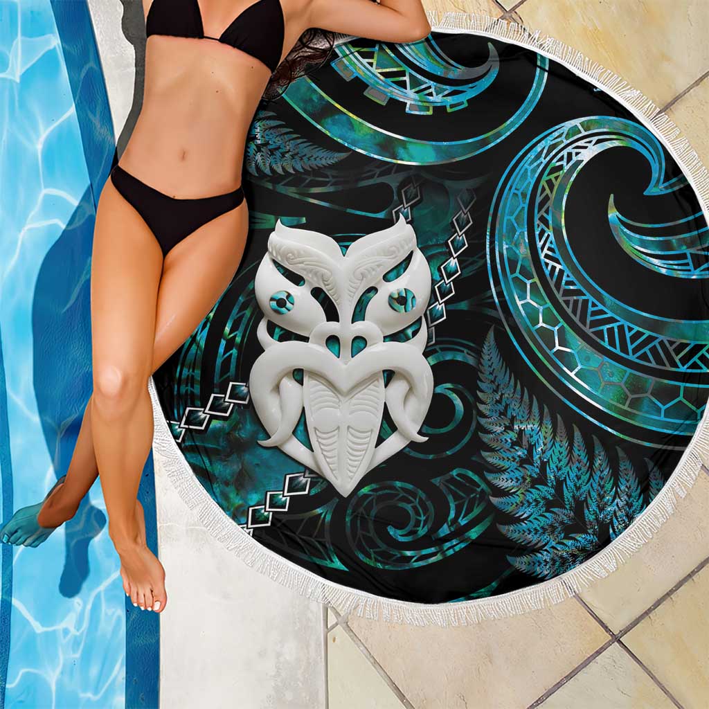 New Zealand Aotearoa Beach Blanket Maori Wheku Paua Shell Glitter Turquoise LT05 - Polynesian Pride
