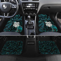 New Zealand Aotearoa Car Mats Maori Wheku Paua Shell Glitter Turquoise LT05 Set 4pcs Turquoise - Polynesian Pride