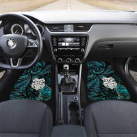 New Zealand Aotearoa Car Mats Maori Wheku Paua Shell Glitter Turquoise LT05 Set 2pcs - Front Turquoise - Polynesian Pride